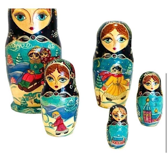Vintage Hand Painted Nesting Dolls Signed - Picture 3 of 14